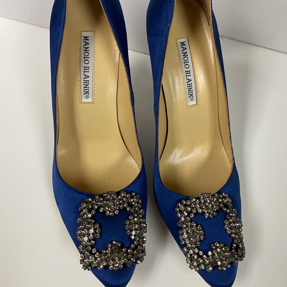 Manolo Blahnik Hangisi Pointed Toe Pump - Blue
